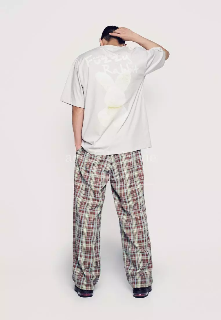 Doodle Fuzzy Rabbit Short Sleeve T-Shirt Grey