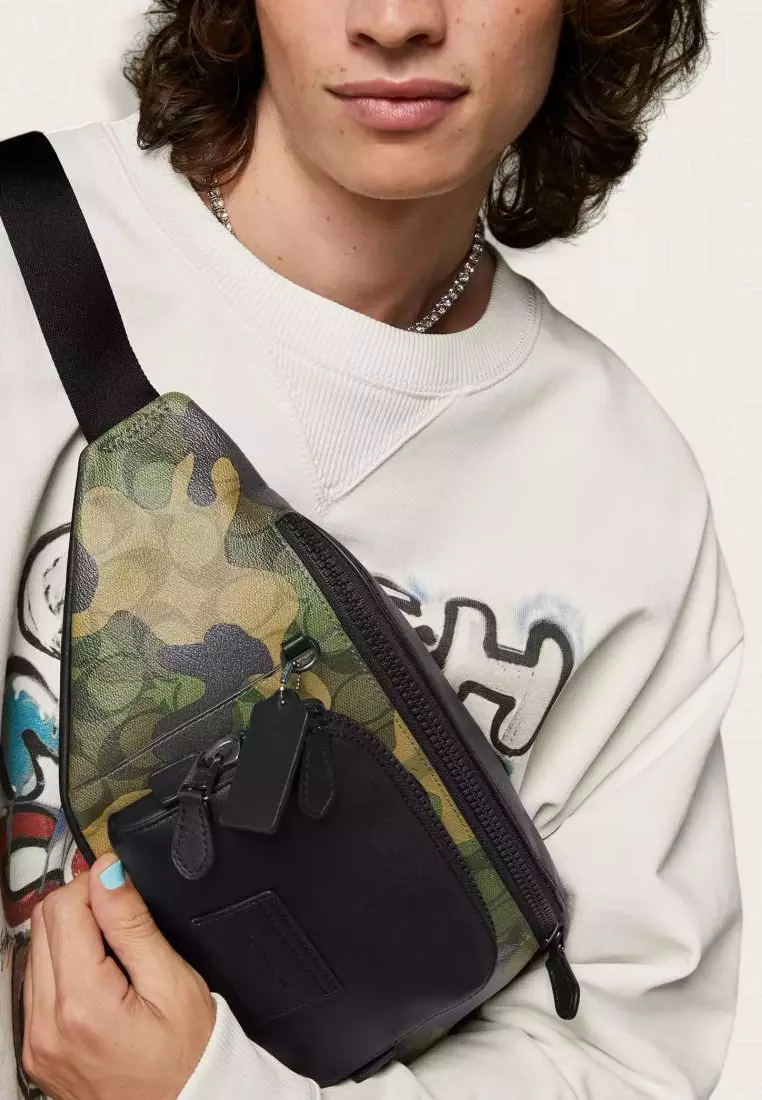 Coach Track Belt Bag In Signature Canvas With Camo Print Green Multi
