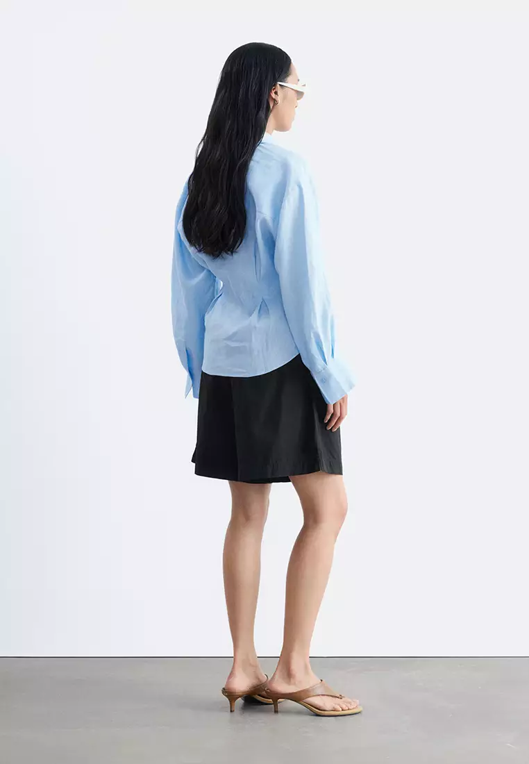 Pleated-Waist Linen Shirt