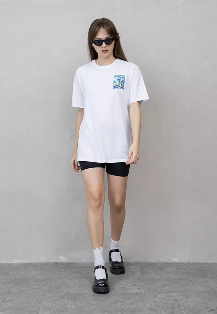 Kaos Putih t shirt polos wanita houseofcuff motif Surf Rabbit