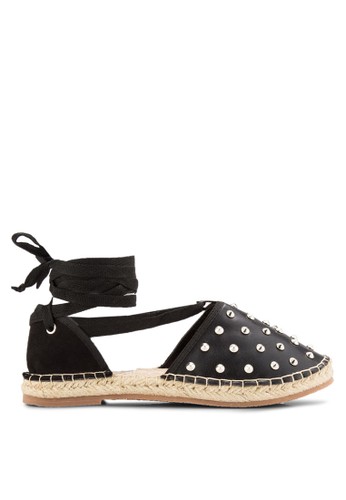 Studded Lace Up Espadrille Flats