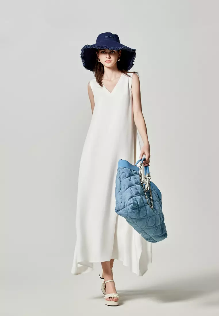 V-Neck Sleeveless Linen Dress