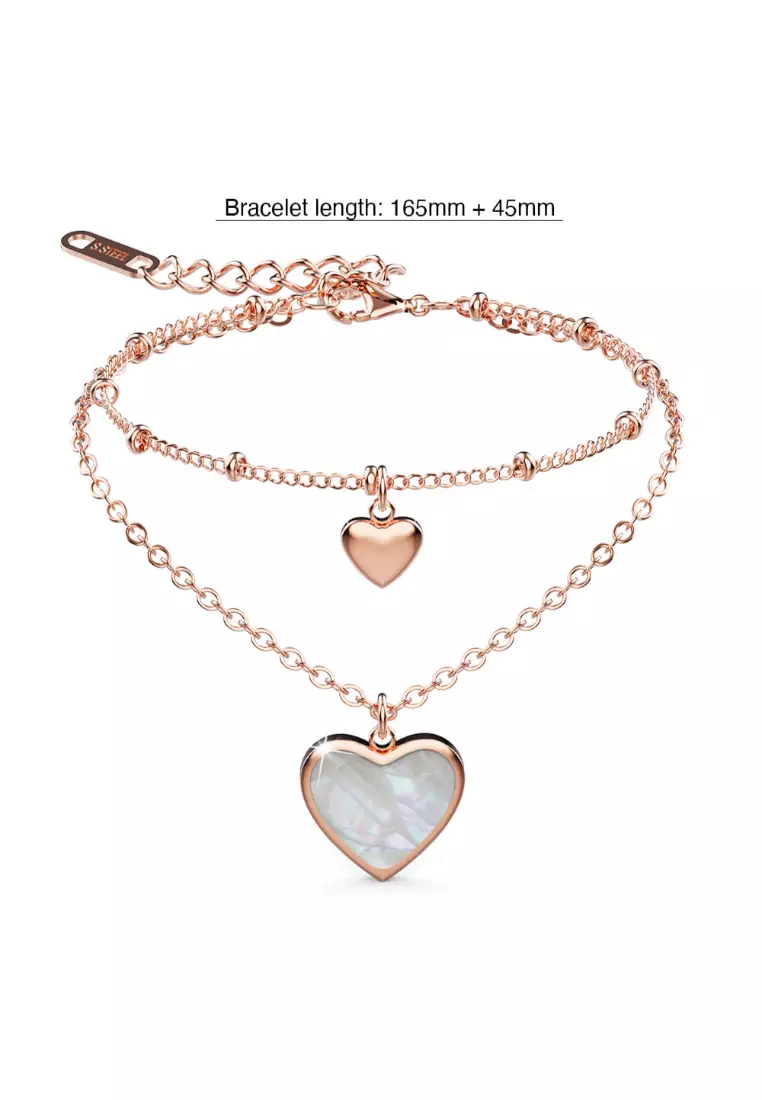 River's Heart Bracelet in Rose Gold Stainless Steel