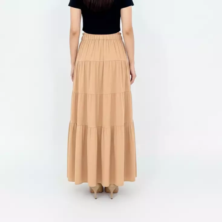 Alika Flare Skirt - Rok Katun Polos Panjang Wanita COKLAT