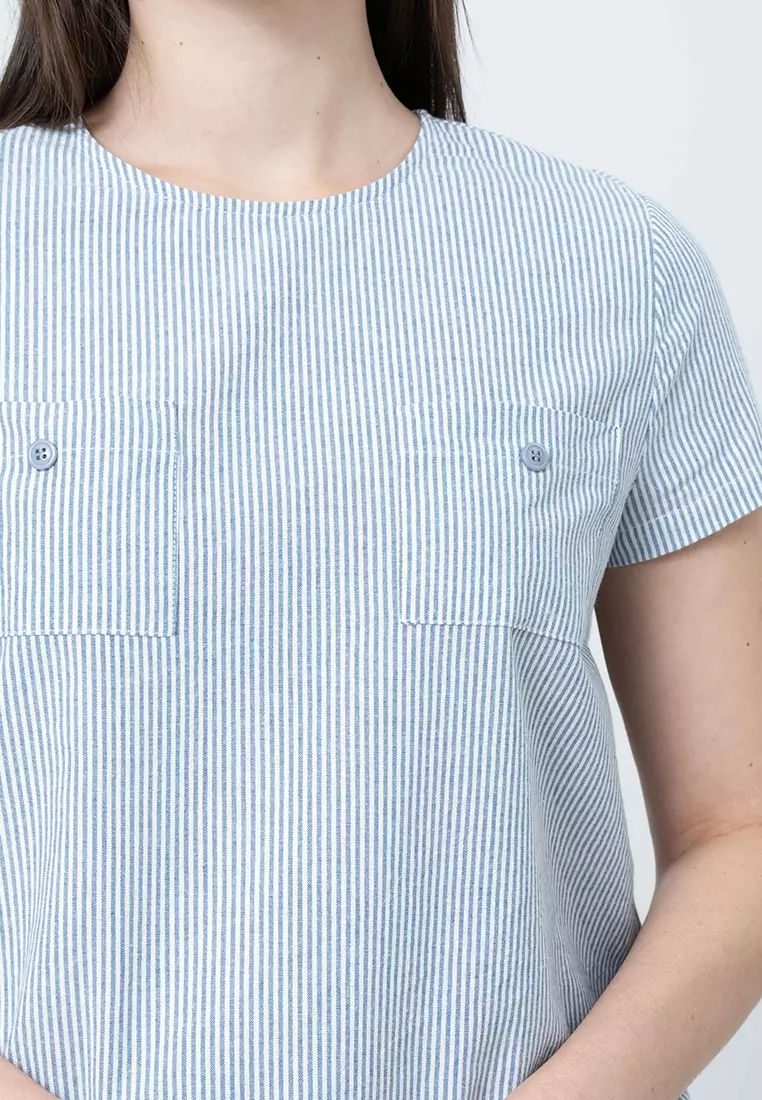 Joyce Stripes Top with Drawstring Hem