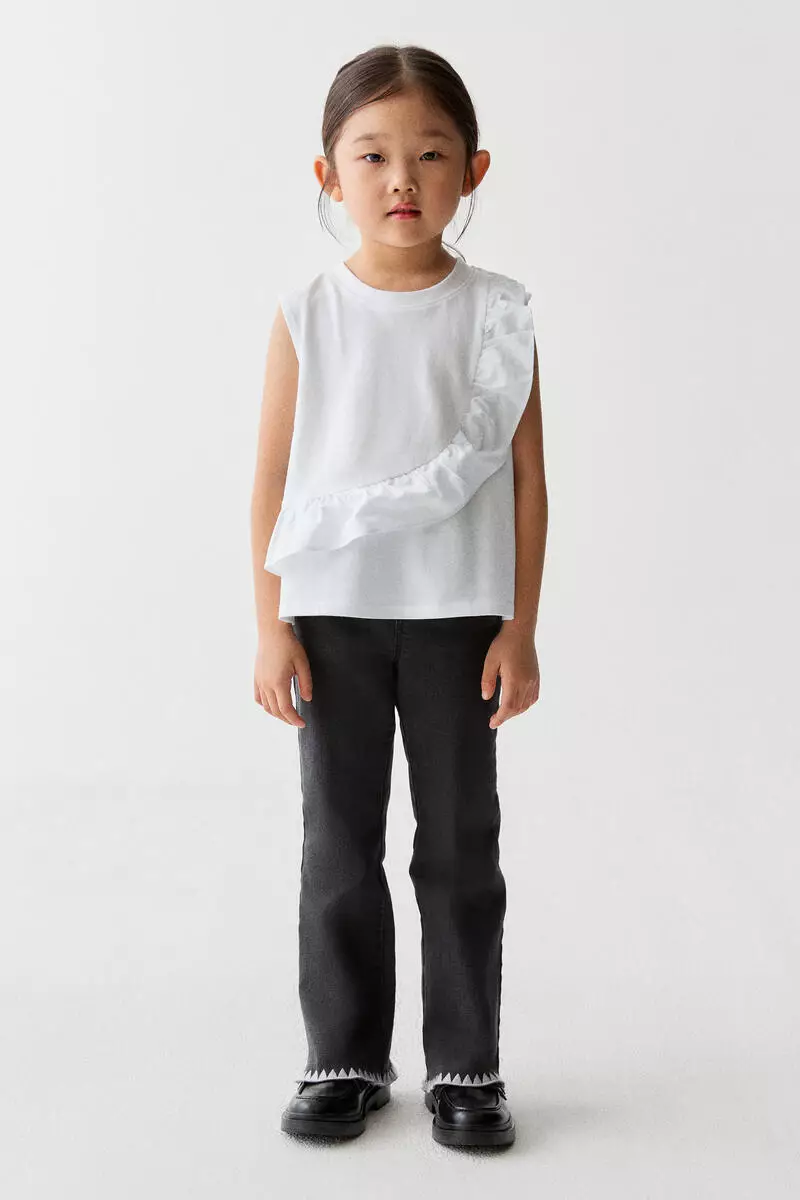 Frill-trimmed cotton top