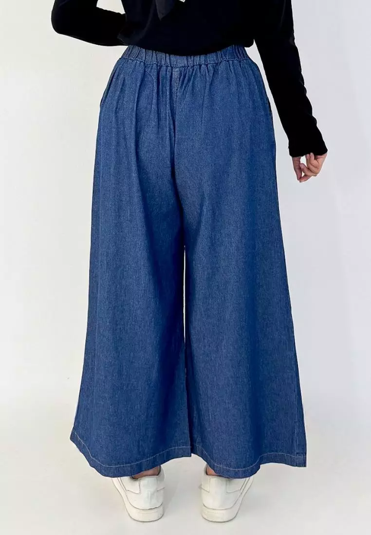 Jasmin Denim Kulot BIRU TUA Celana Panjang Jeans Wanita Fit BB 43-80 kg