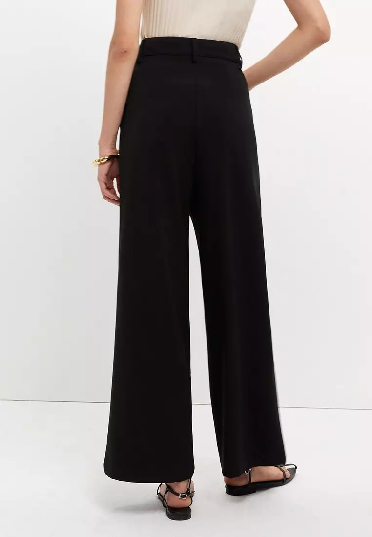Logo Wide Leg Trousers - Black