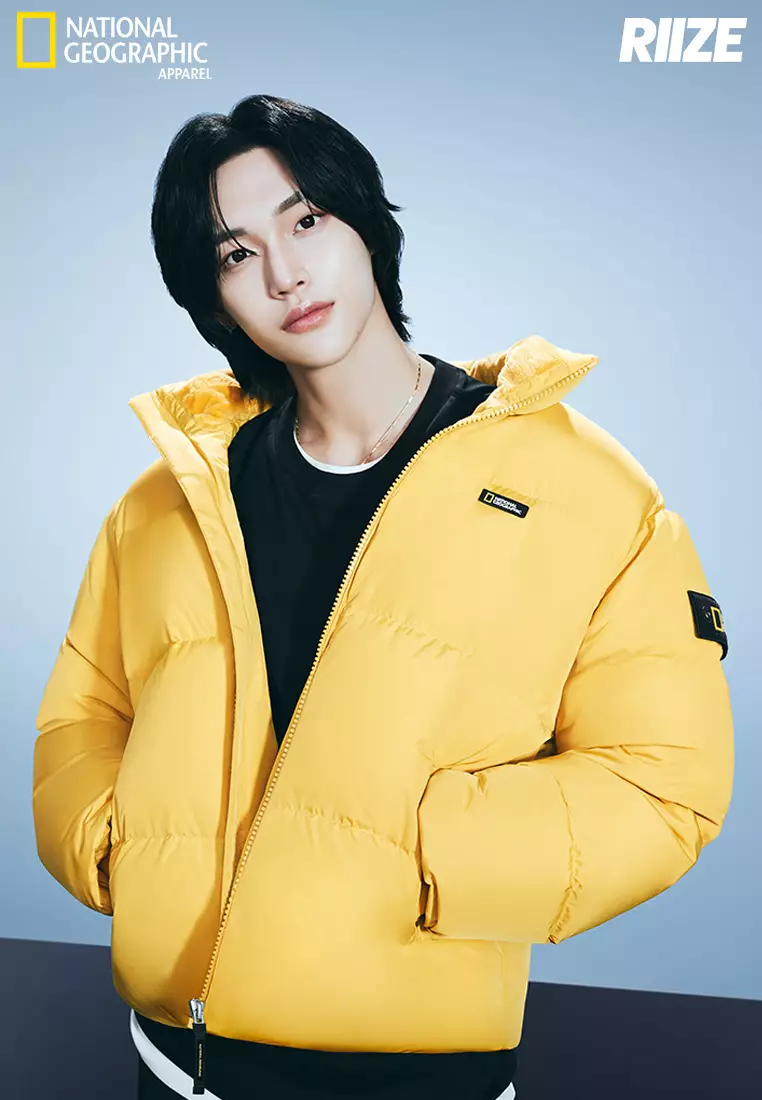Yellow puffer jacket cropped cheap