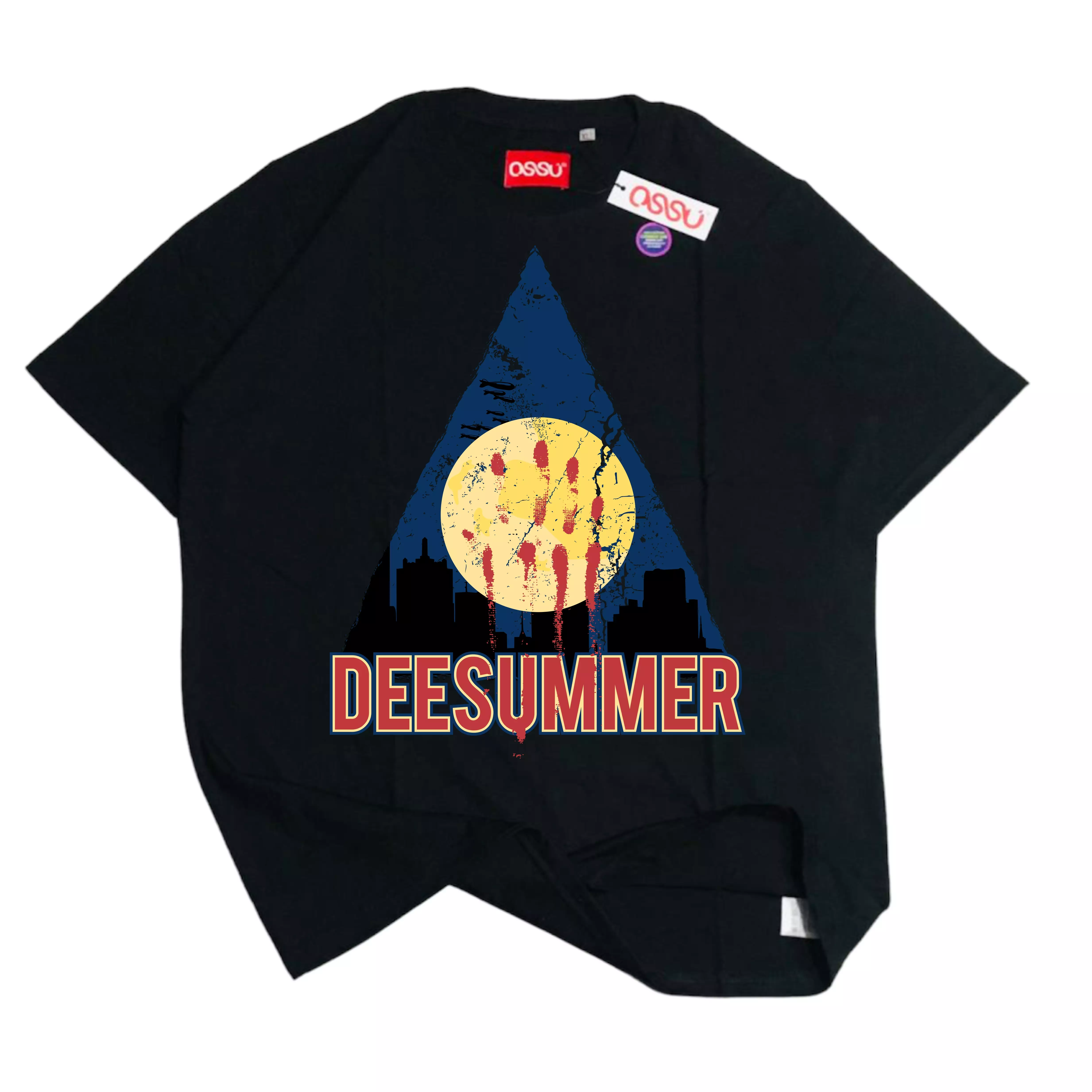Ossu  x DEESUMMER Triangle Moon Black Tshirt