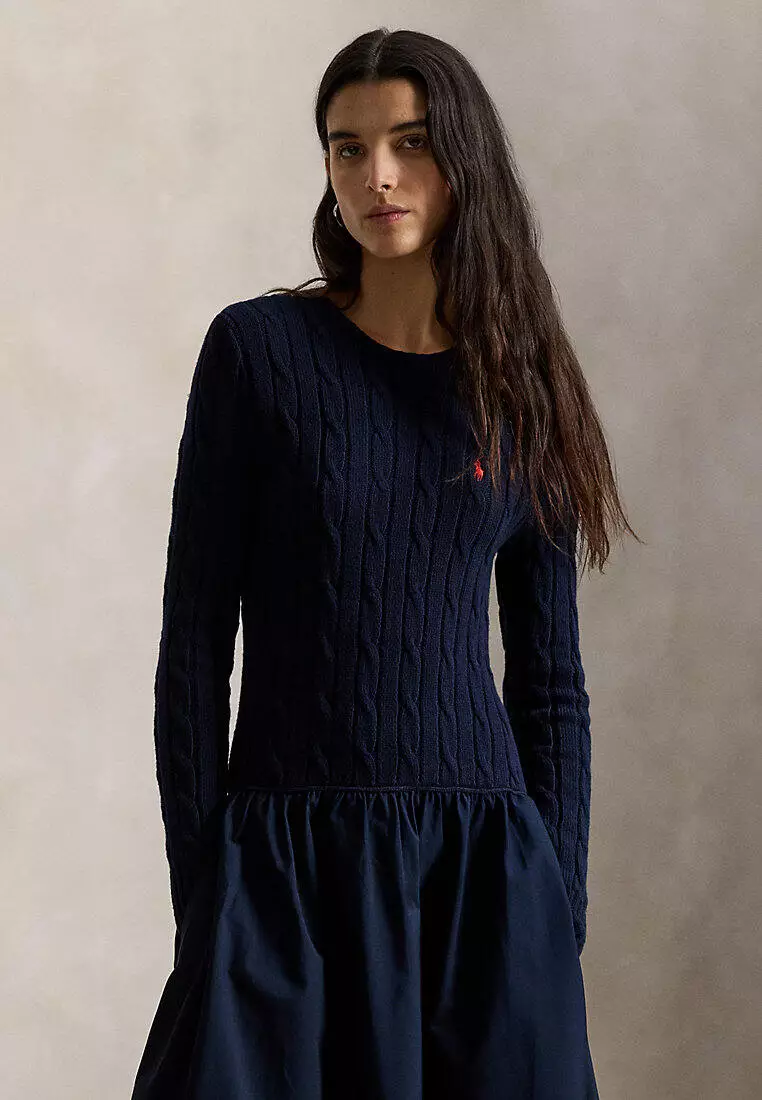 Buy Polo Ralph Lauren Cable-Knit Bodice Cotton Dress 2026 Online