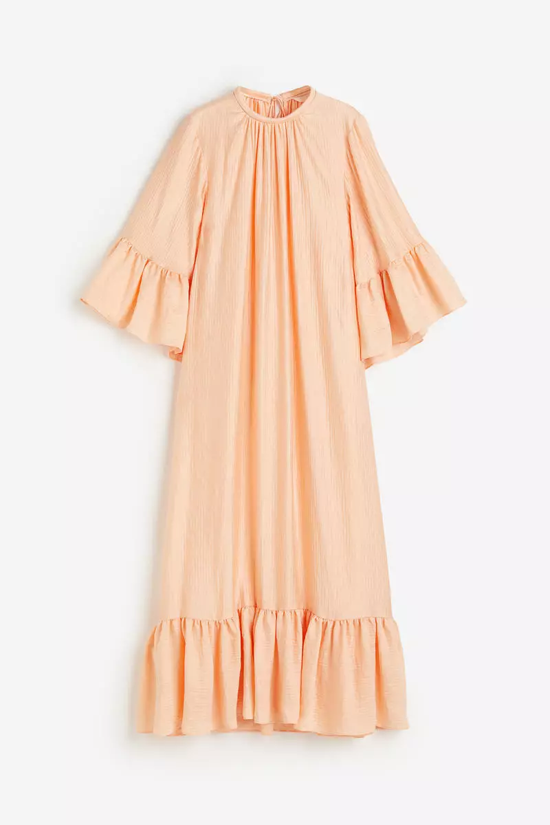 open lace back dress Entro Floral Midi Ruffle Collar Dress