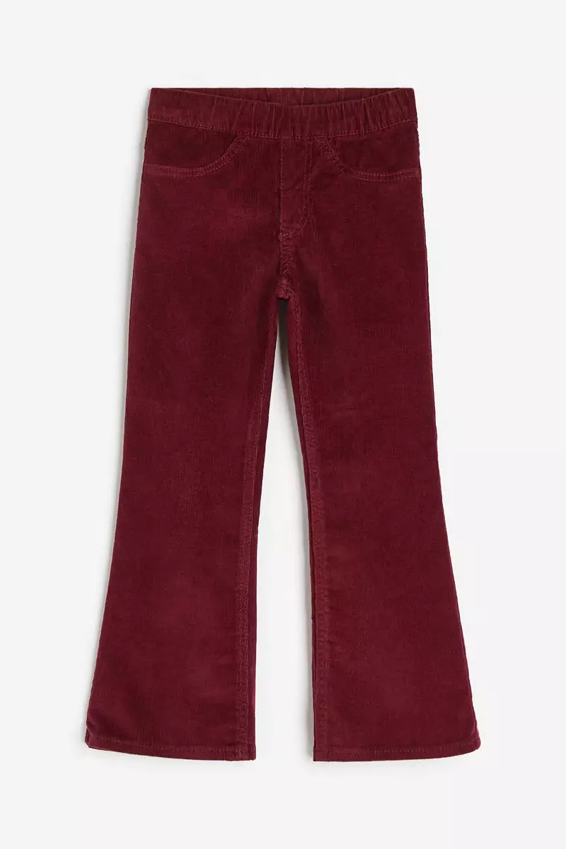 Red corduroy flare pants shop