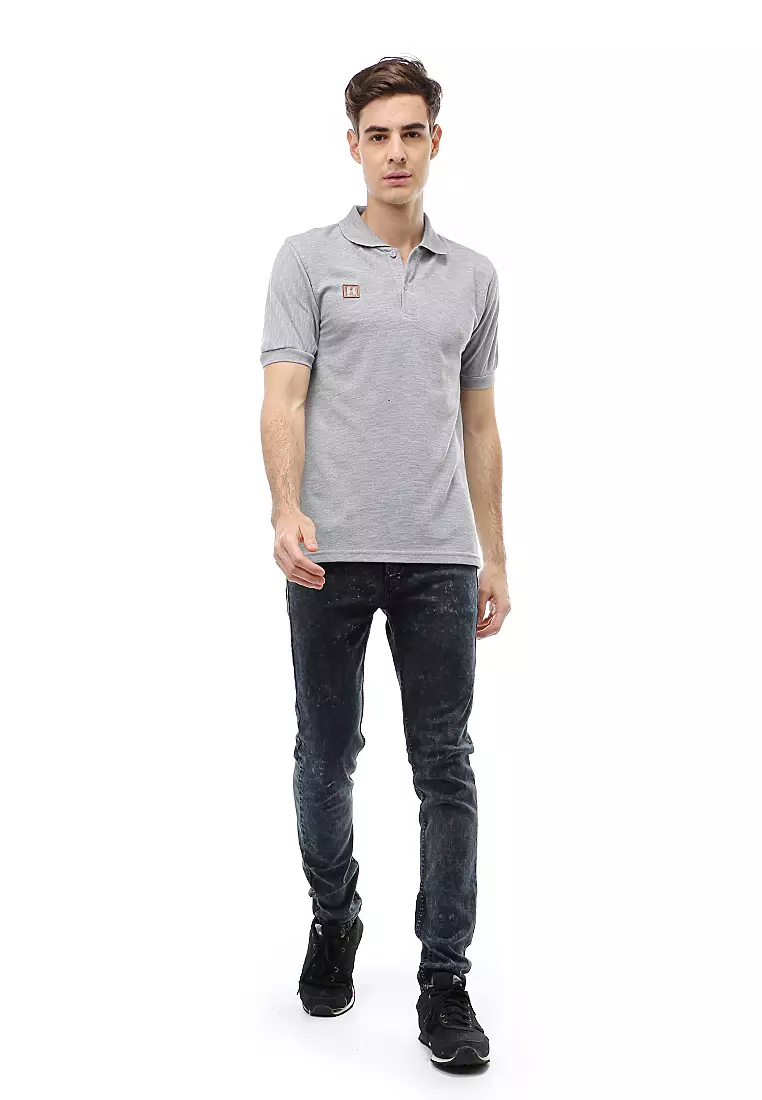 Jack Atasan Formal Pria T-Shirt Kaos Polo Polos Lengan Pendek Material Cotton ORIGINAL - Light Gray