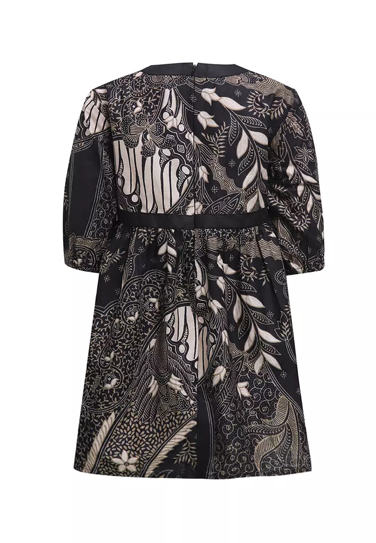 Dress Anak Perempuan Batik Levira Black Lengan 3/4