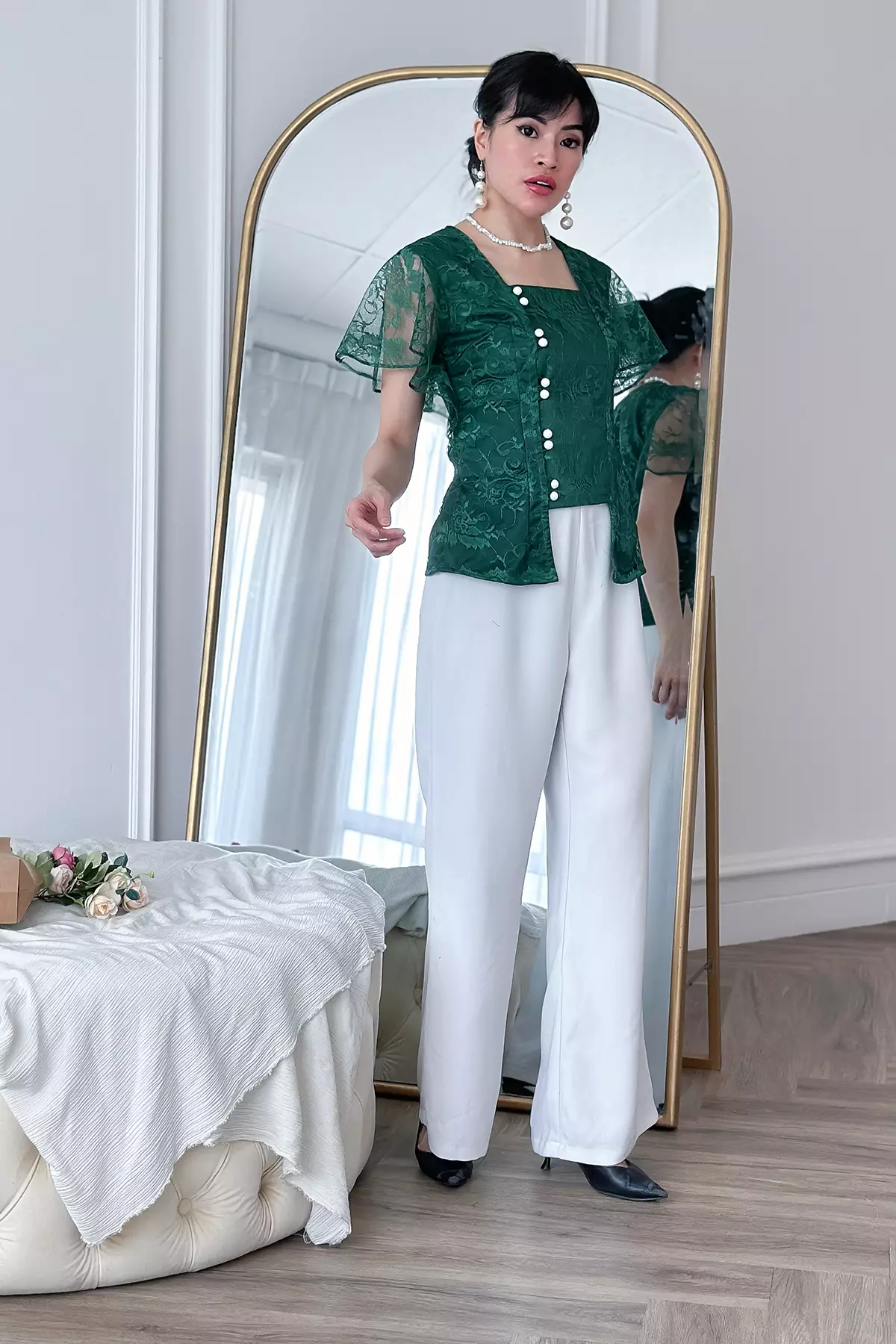 Soraya Dainty Brukat Emerald Kebaya