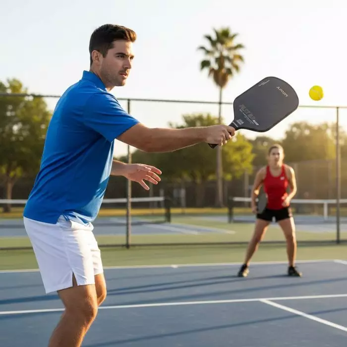 Raket Pickleball Ianoni PILOT 2.0 T700 Carbon Thermoformed Max Spin Hitam