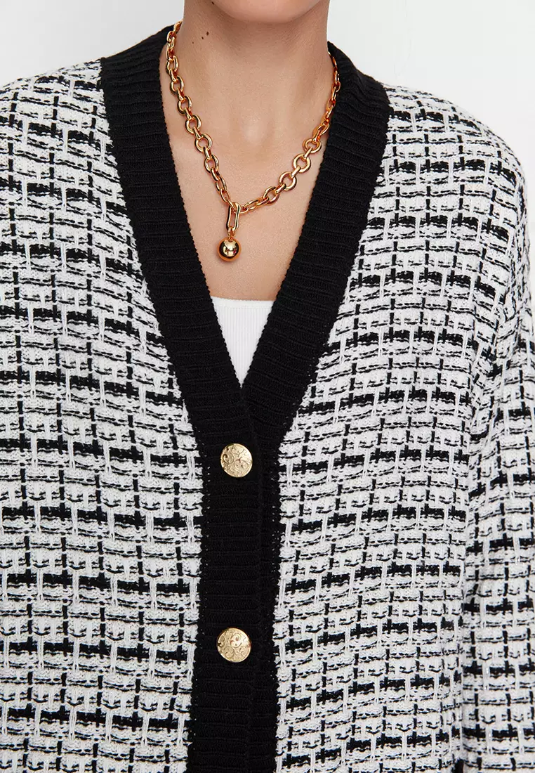 Tweed Look Glittery Knitwear Cardigan