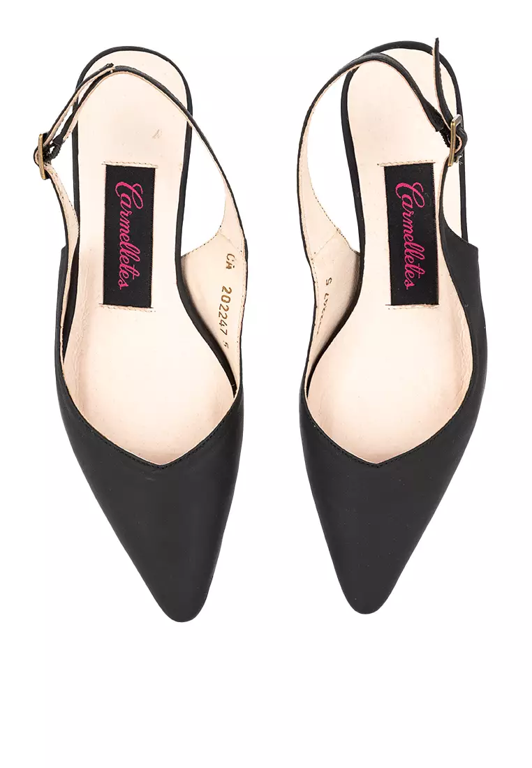 Pointed Toe Leather Slingbacks
