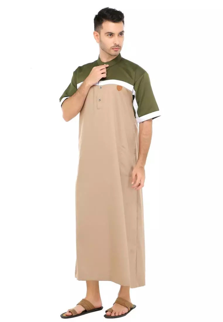 Jubah Gamis Muslim Pria Ghifari - Coklat