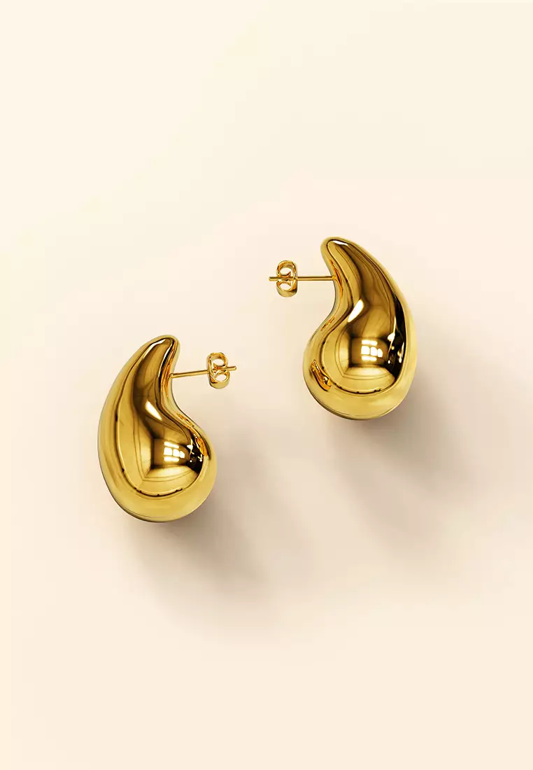 Raindrop Gold layered Stud Earrings