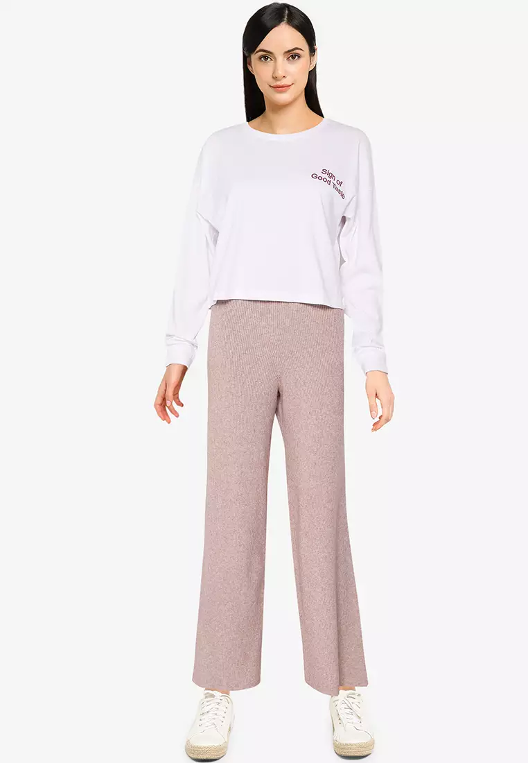 ONLY Katia Rib Pants Knit 2023 | Buy ONLY Online | ZALORA Hong Kong