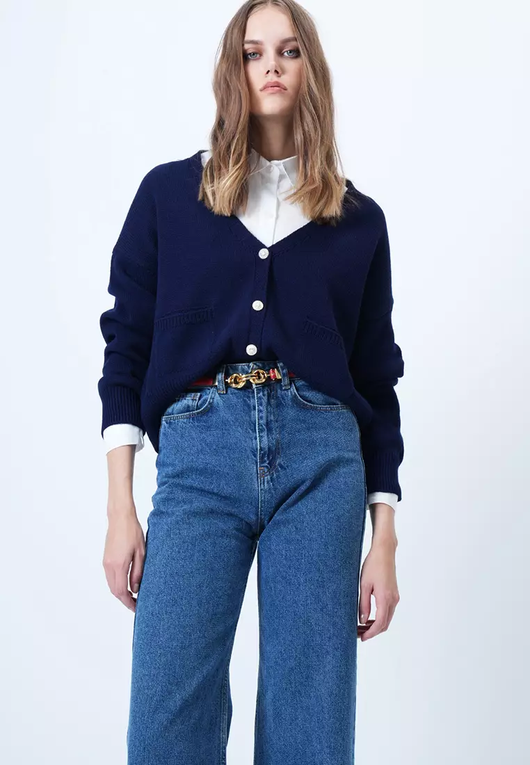 Buy Alacati V-Neck Double Pocket Knitwear Cardigan 2026 Online