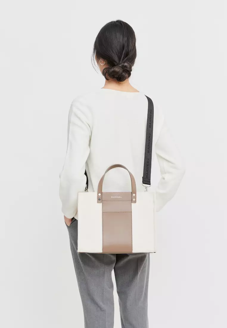 KAI Canvas Vegan Leather Crossbody Bag Neutral Taupe