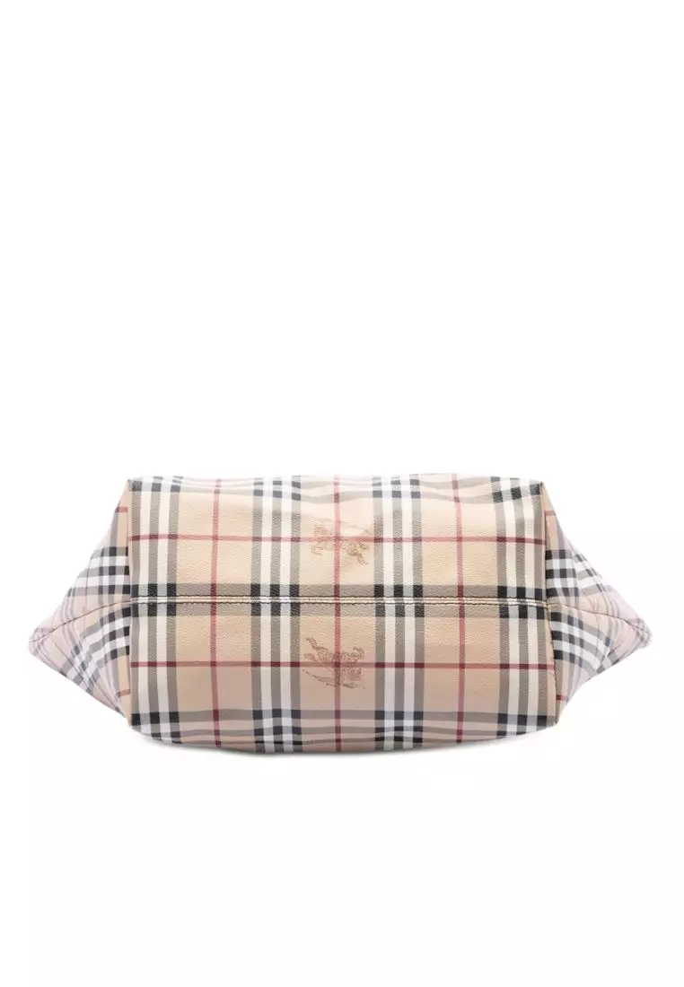 Pre-Loved Burberry Medium Haymarket Check Coated Canvas Salisbury Tote