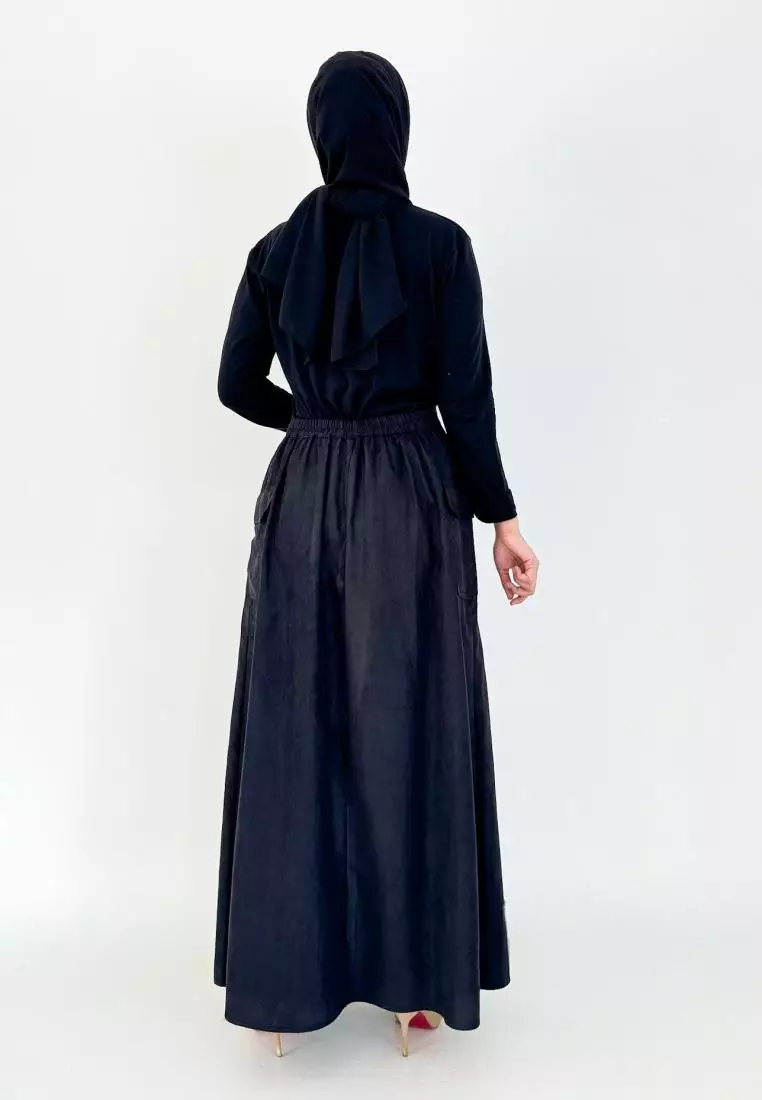 Carla Suede Skirt (Rok Panjang A-Line) HITAM