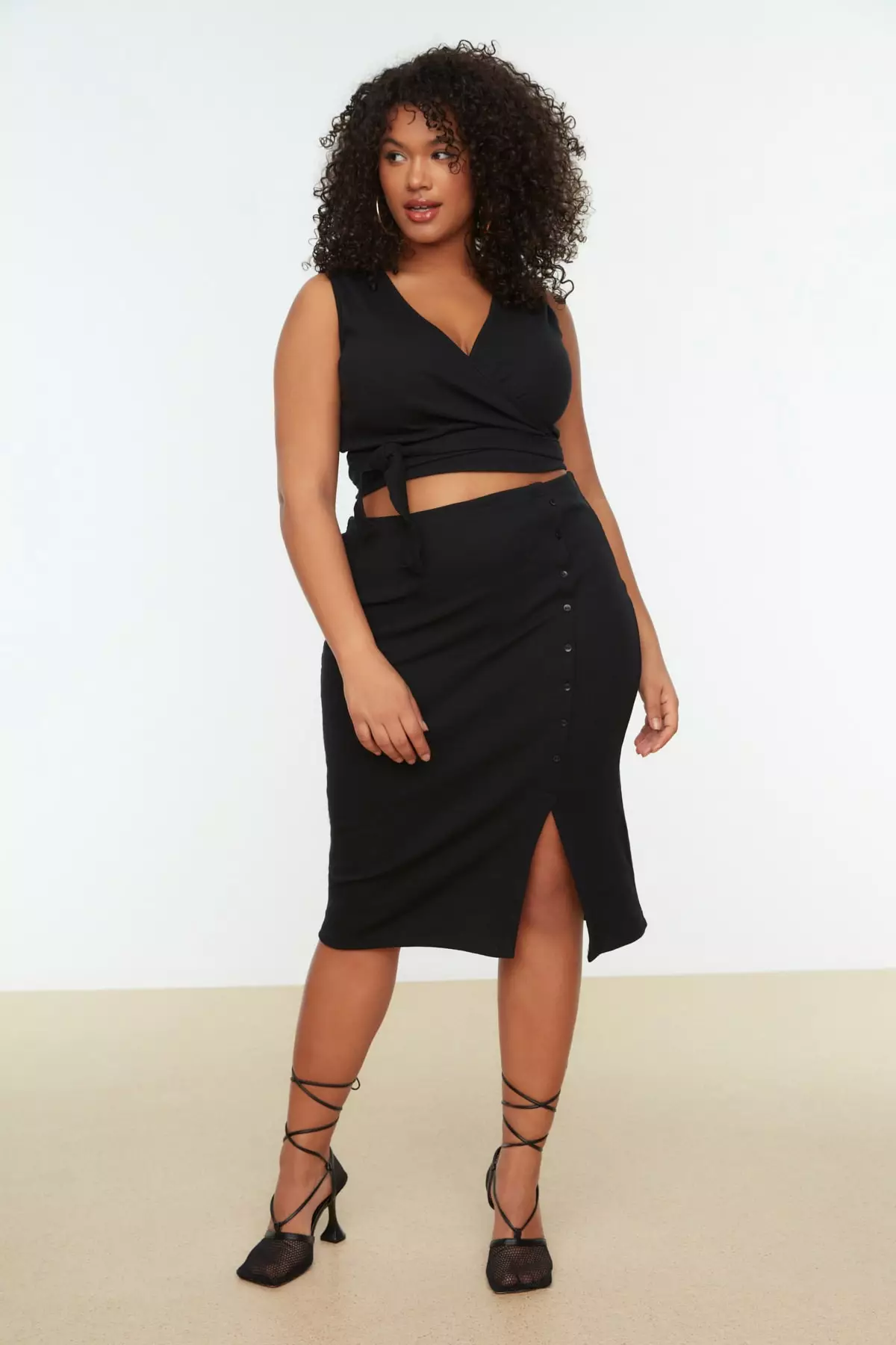 Buy Trendyol Plus Size Wrap Top and Midi Bottom Set 2025 Online