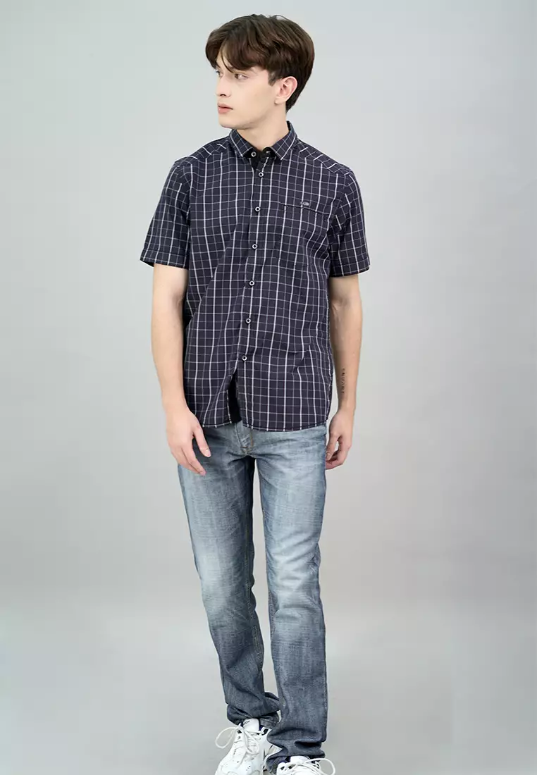 LGS - Slim Fit - Kemeja Kotak Pria - Casual Shirt - Squaro Collection - Mukti - Motif - JSH