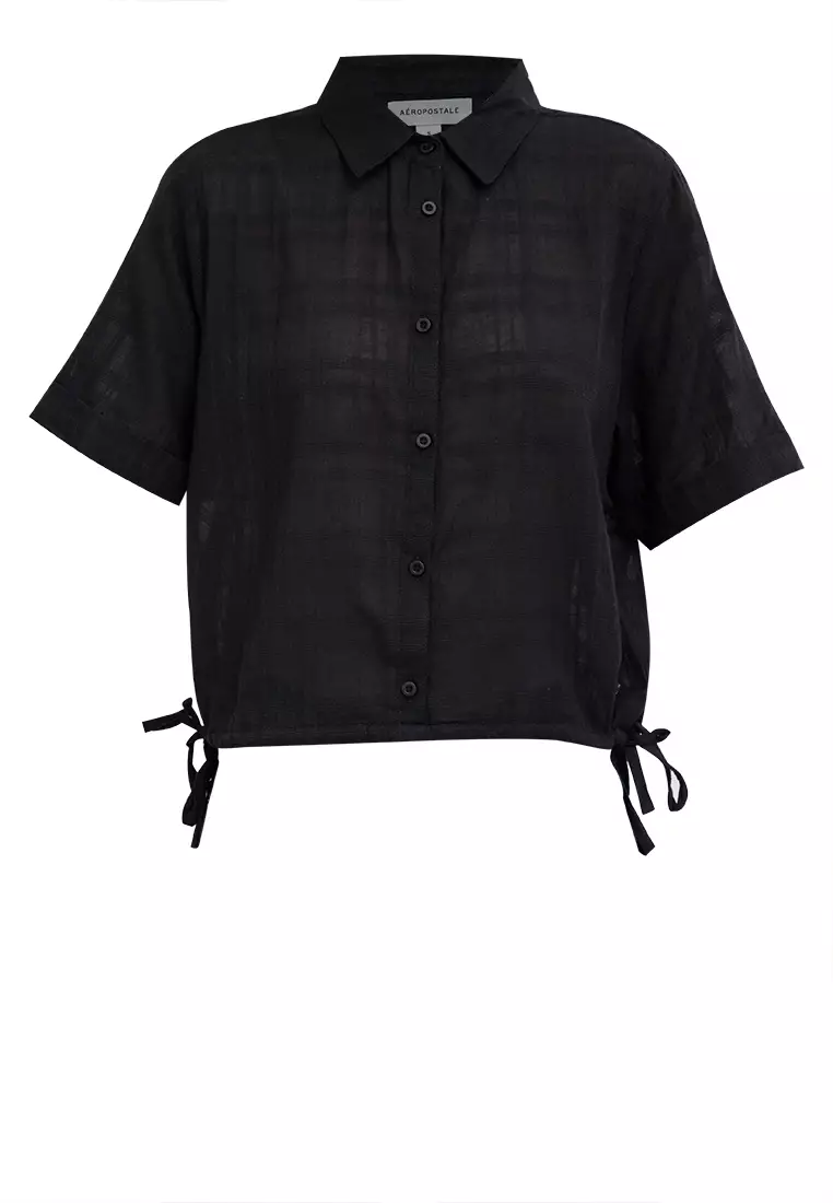 Ladies Tie Hem Button Down