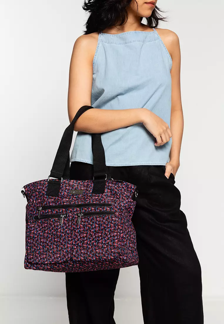 Printed Nylon Convertible Tote Bag
