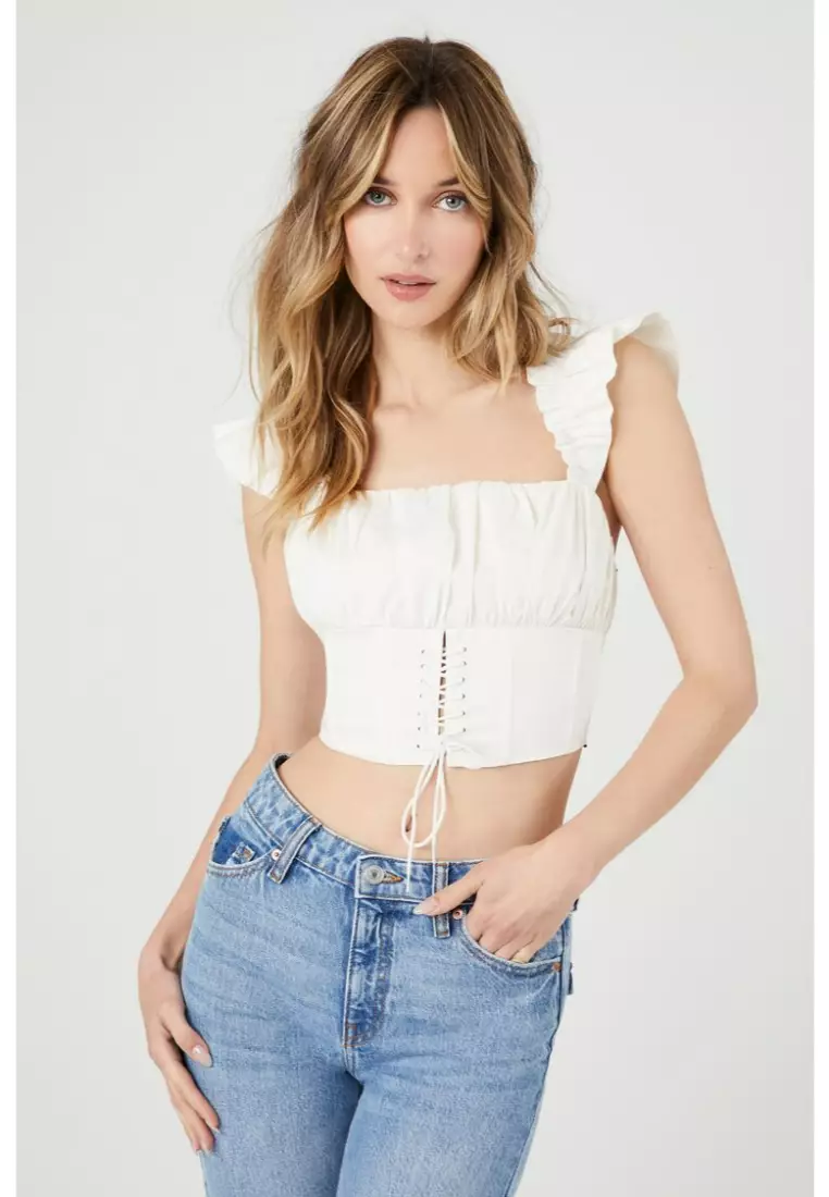 Buy FOREVER 21 Corset Lace-Up Crop Top 2024 Online
