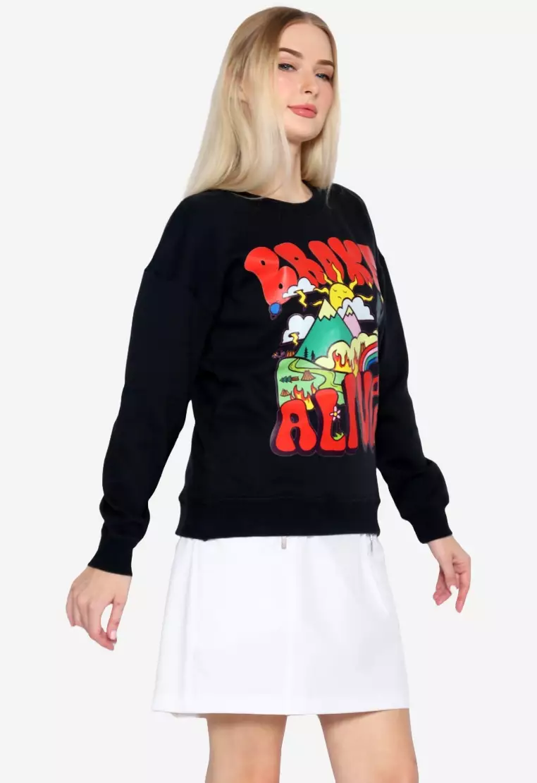 TONIQUE Sweatshirt Katun Wanita Hitam LEAH Women's Regular Fit Cotton Sweatshirt Black