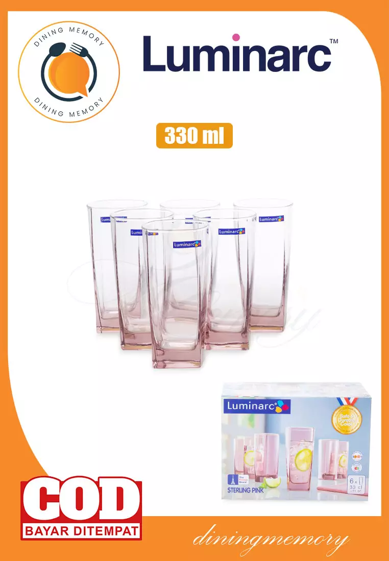 Jual Luminarc Luminarc Gelas Minum Sterling Tumbler 6 Pcsset Ice Pink 330ml Original 2024 6983