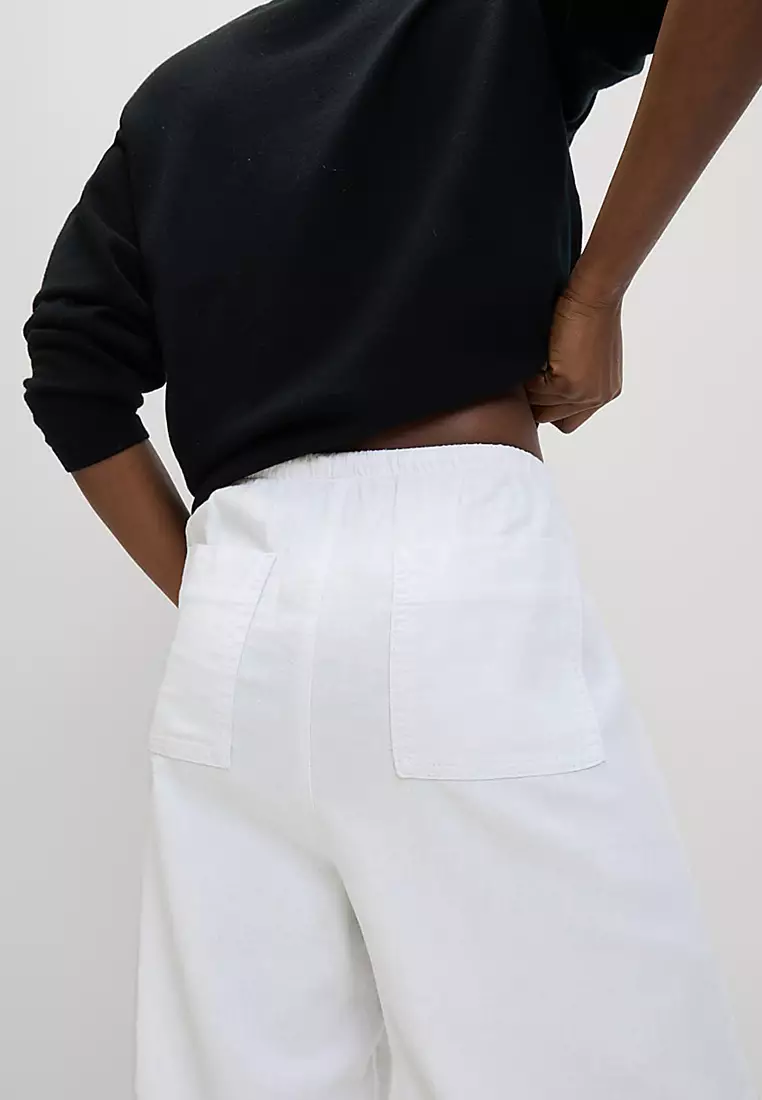 Linen Blend Wide Leg Trousers