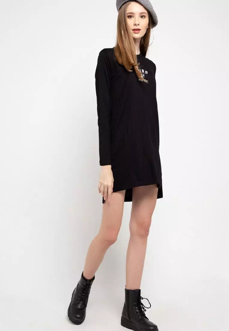 LTC75 mls td simple hitam hijab lengan panjang