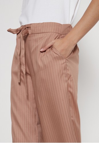 Jual Odiva  Woman FERIN STRIPED CULOTTES BEIGE Original 