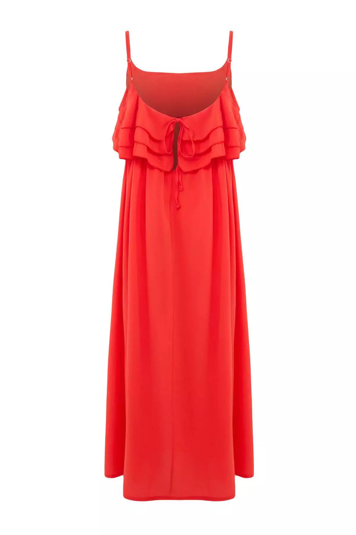 Pomegranate Flower Woven Flounced Maxi Beach Dress Tbess25El00132