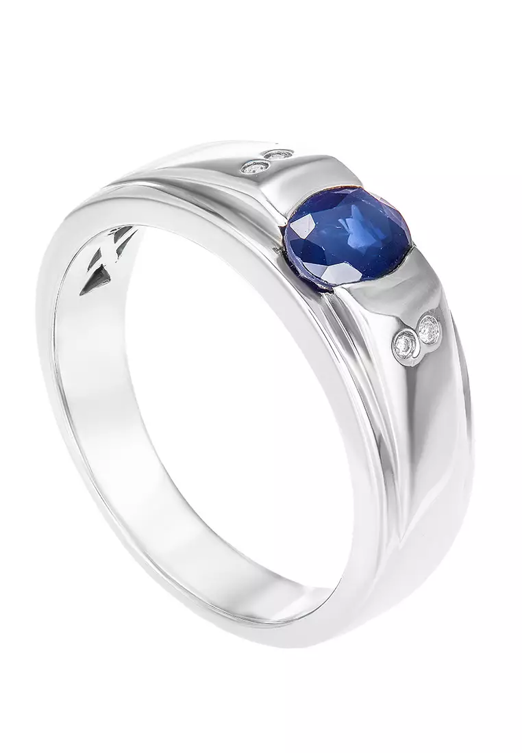 Buy HABIB HABIB Blue Sapphire Diamond Men's Ring in 925 Silver