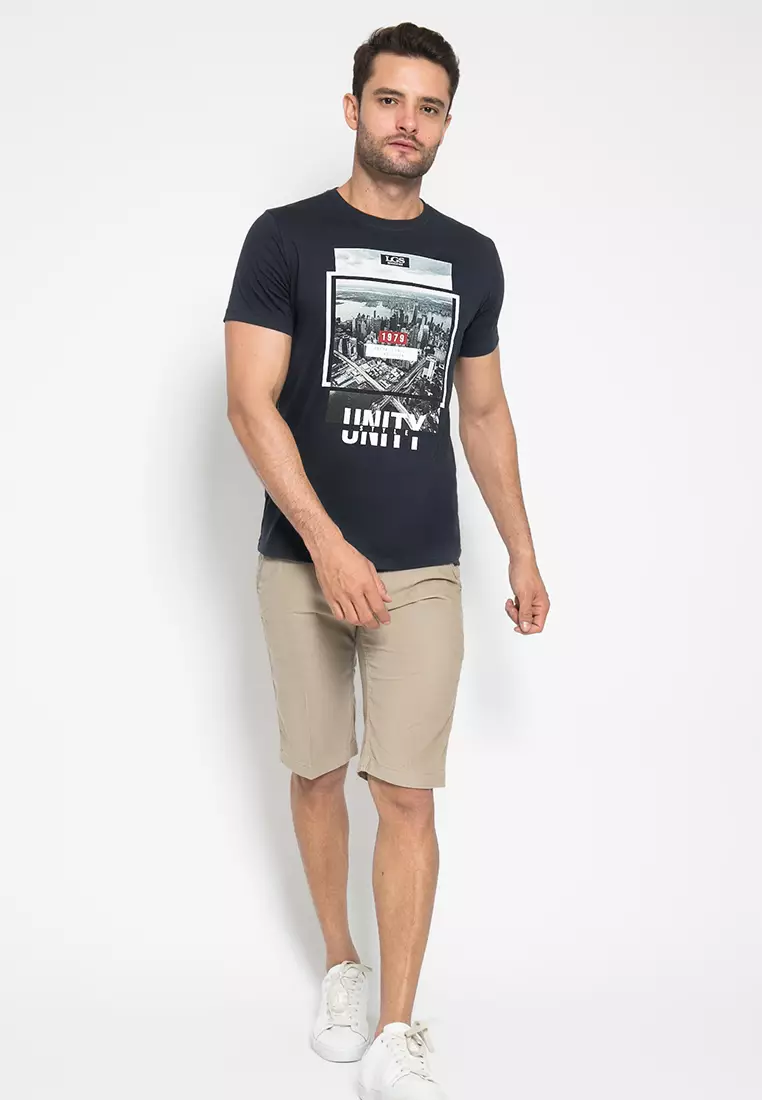 LGS - Celana Pendek Casual Chinos Pria Slim Cream - CSS.160.042.413.C