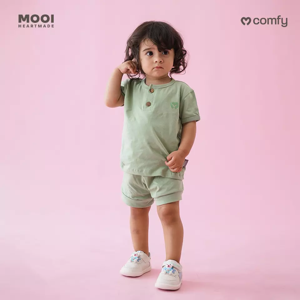 Mooi Setelan Bayi Comfy Baby Short Basic Set - Pink Blossom