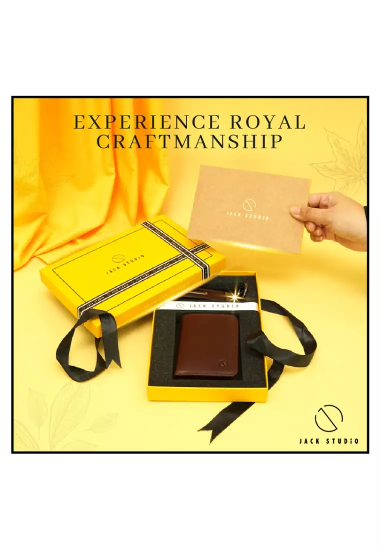 Jack Studio Men's Cow Leather Cardholder & Keychain Gift Set