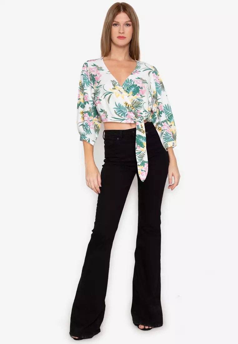 Buy ZALORA BASICS Balloon Sleeves Wrap Top Online ZALORA Malaysia