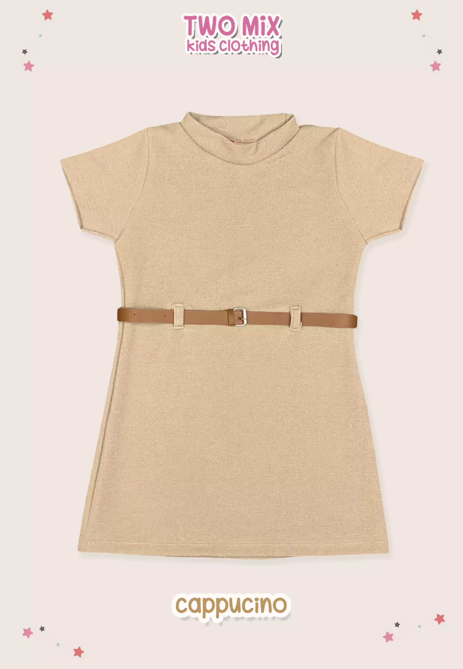 Two Mix - Baju Gloria Dress Anak Perempuan Kasual 1-8 Tahun 4409 Capuccino