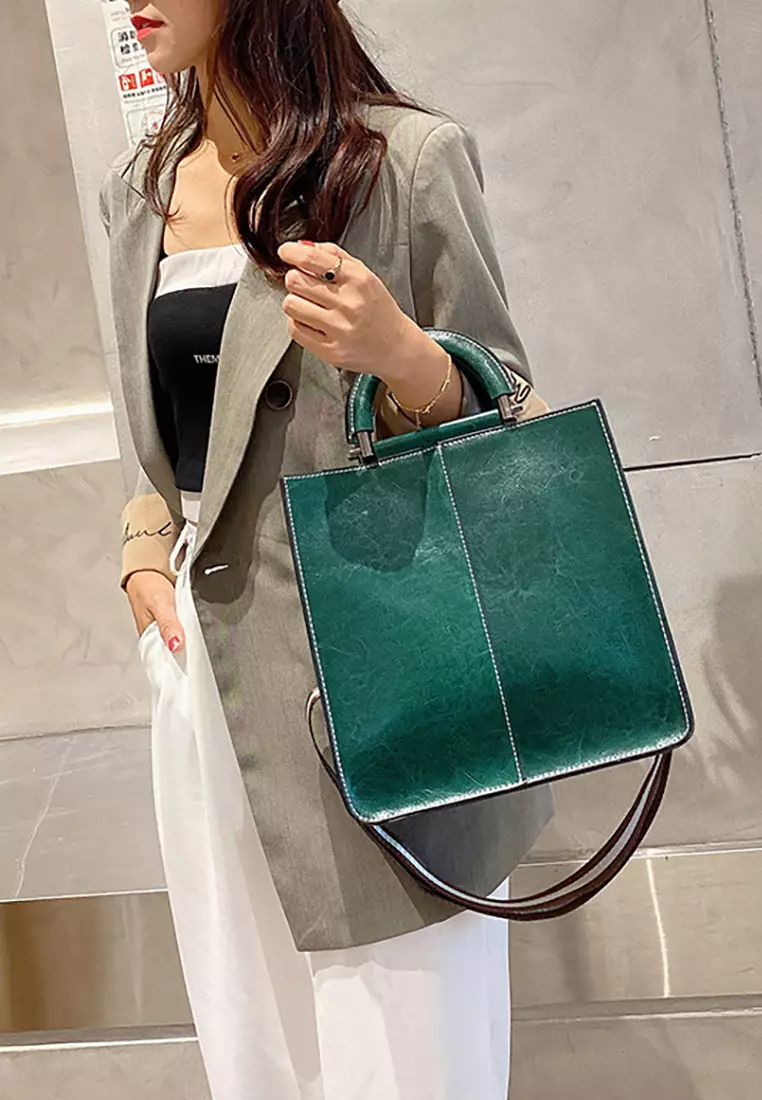 Women's Retro Cowhide Leather Shoulder Bags Tote Bags