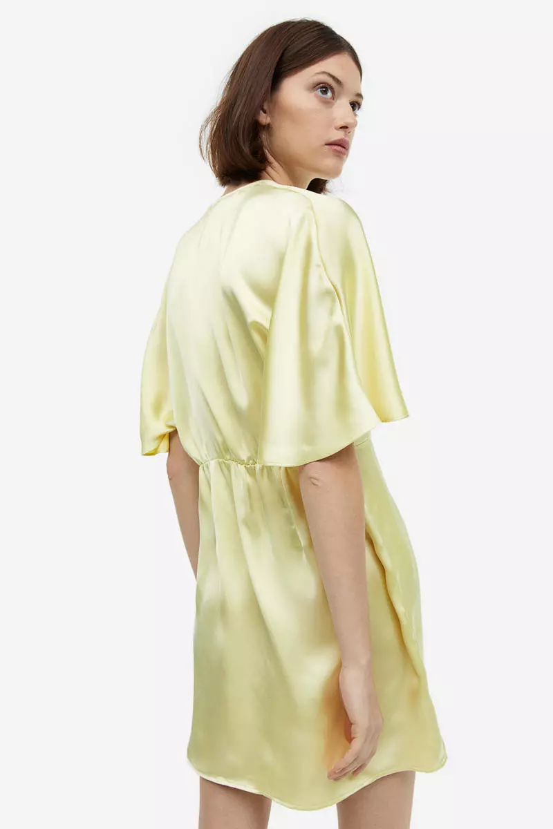 H&m yellow satin dress online