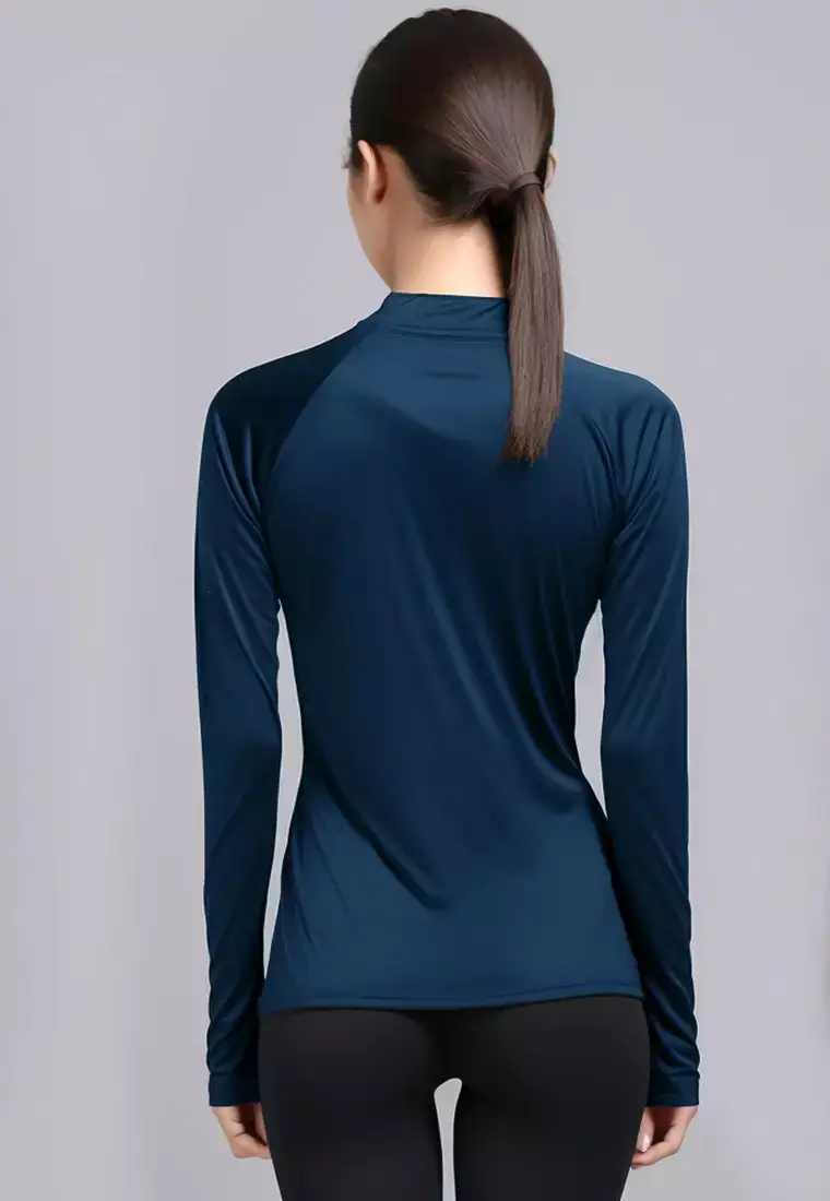 LSD28 baju gym lengan panjang stretch jersey "td active outline forward" navy